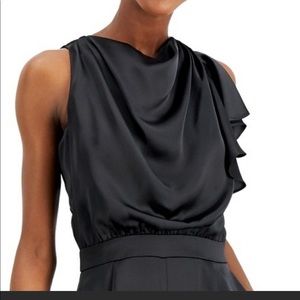 Inc Draped Neck Satin Jumpsuit size 14
